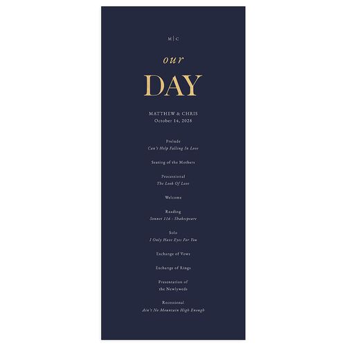 Classically Stated Wedding Programs Navy Gold Signature