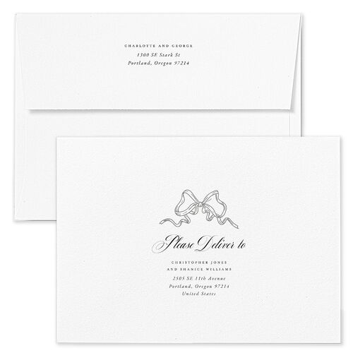 Rose Garden Crest Wedding Invitation Envelopes by Bridgerton Rose Pure White Return Address Standard Signature