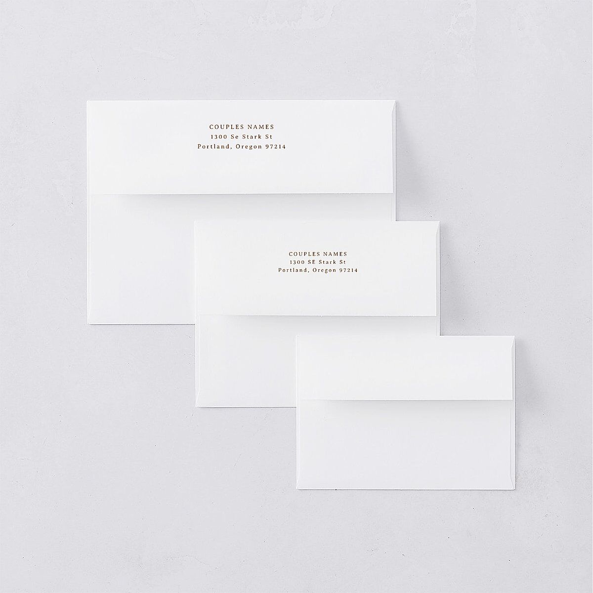 Vintage Toile Foil Wedding Invitation Envelopes White Standard Marigold Both Recipient and Return Addresses Signature