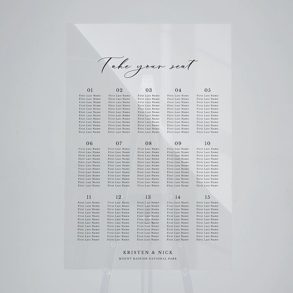 Eucalyptus Frame Acrylic Seating Chart Large Pure White Standard Acrylic L Seating