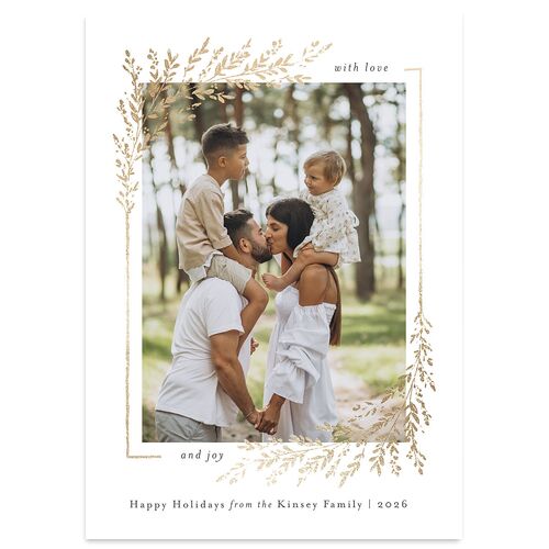 Exquisite Holiday Holiday Cards Gold Pure White Signature Blank Portrait  Standard