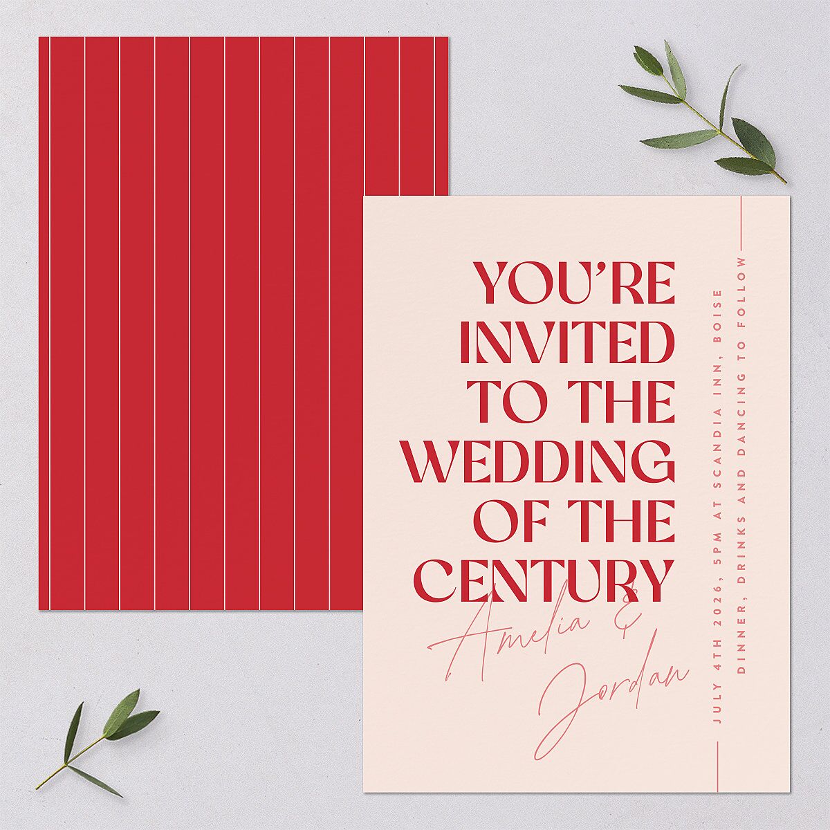 Wedding of the Century Wedding Invitations Rose Pink Signature Blank No Standard
