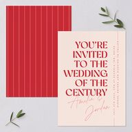 Wedding of the Century Wedding Invitations Rose Pink Signature Blank No Standard