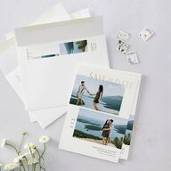 Cascading Florals Save The Date Cards Gold Thyme Signature smooth Blank No