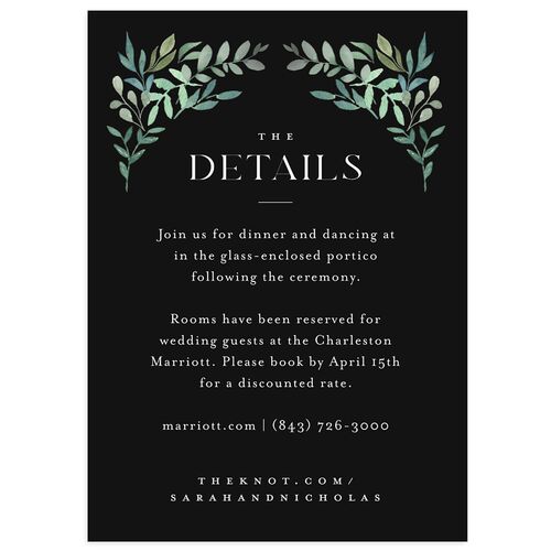 Greenery Altar Wedding Event Detail Cards Licorice Signature Standard