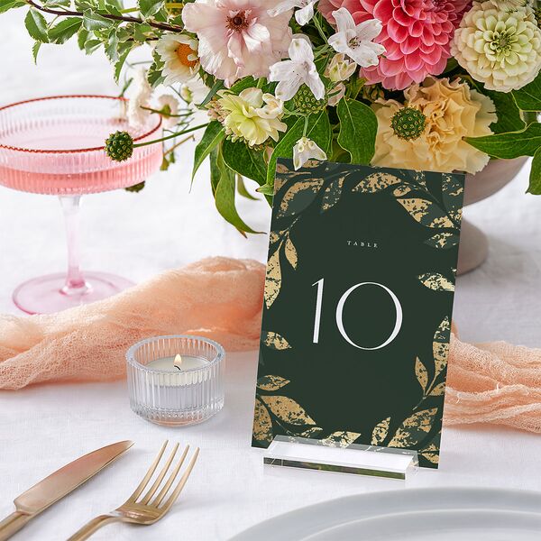 Gilded Leaves Table Numbers Gold Hunter Green Signature