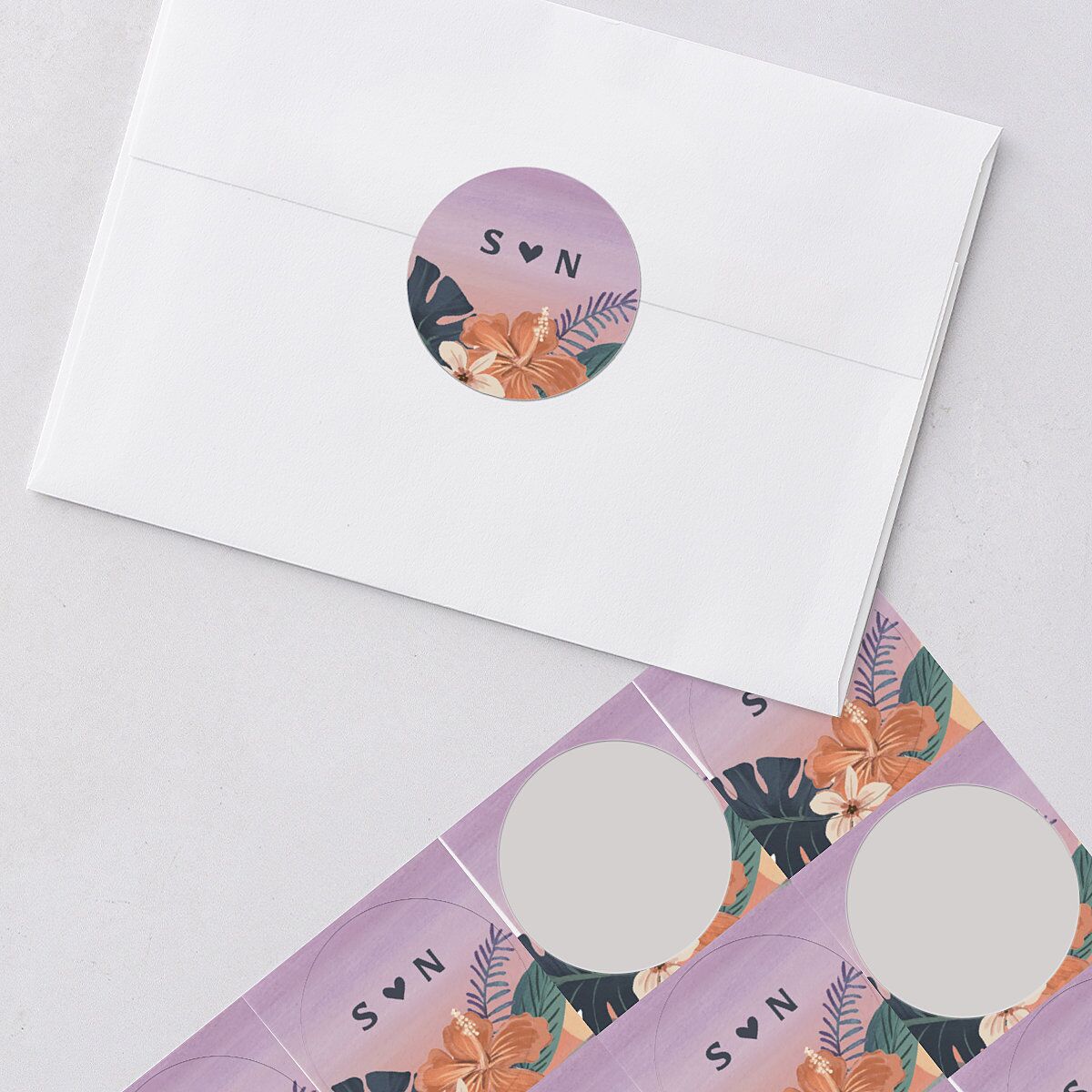 Vintage Island Wedding Stickers Rose Gold Circle