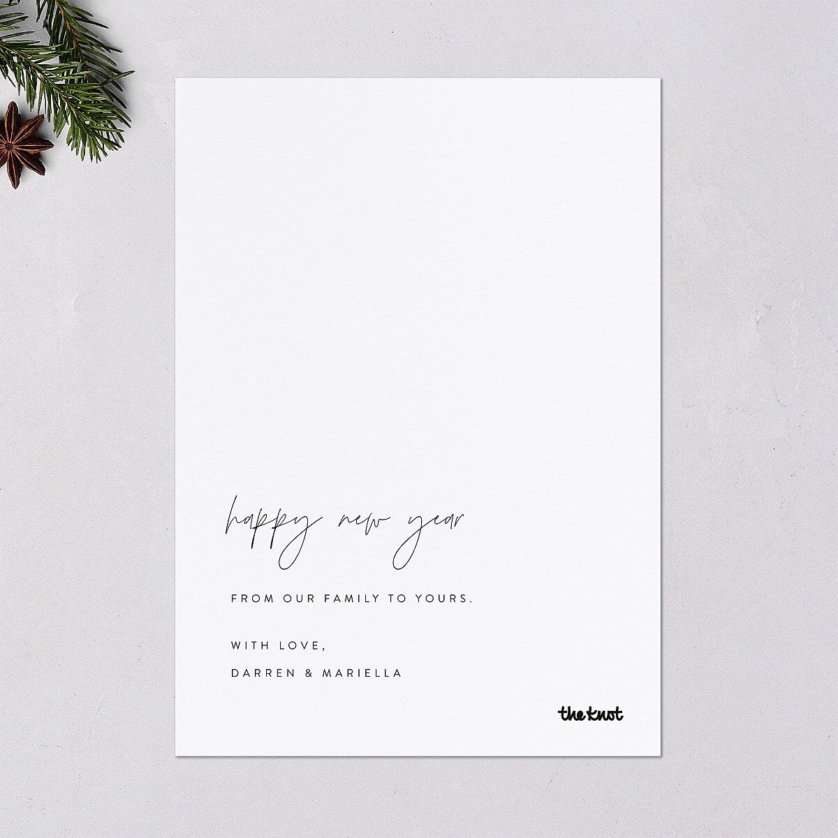 New Years Accent Holiday Cards Gold Pure White Signature Blank Standard Portrait