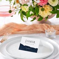 Layered Watercolor Place Cards Navy Signature