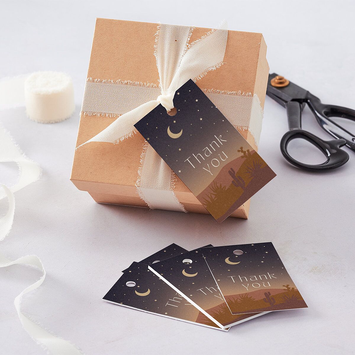 Desert Moon Favor Gift Tags Gold Dark Navy Signature