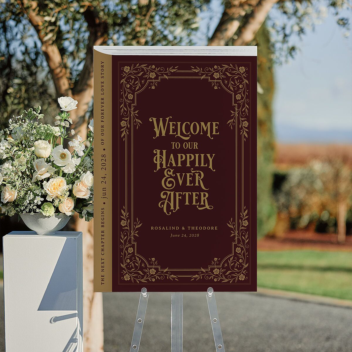 Vintage Storybook Standard Welcome Sign Large Merlot Standard Indoor Foam Core L Welcome
