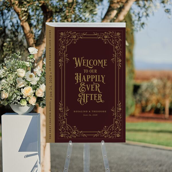 Vintage Storybook Standard Welcome Sign Large Merlot Standard Indoor Foam Core L Welcome