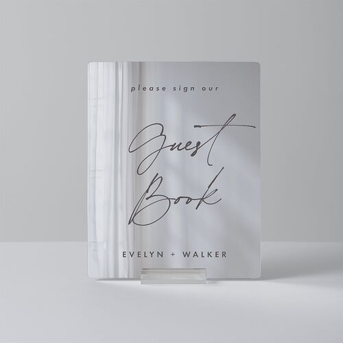 Picture This Photo Mirrored Acrylic Favor Tabletop Sign X-small Medieval Grey Mirrored Acrylic XS Tabletop Favor Standard