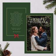 Simple Frame Photo Accent Holiday Cards Hunter Green Signature Blank Standard