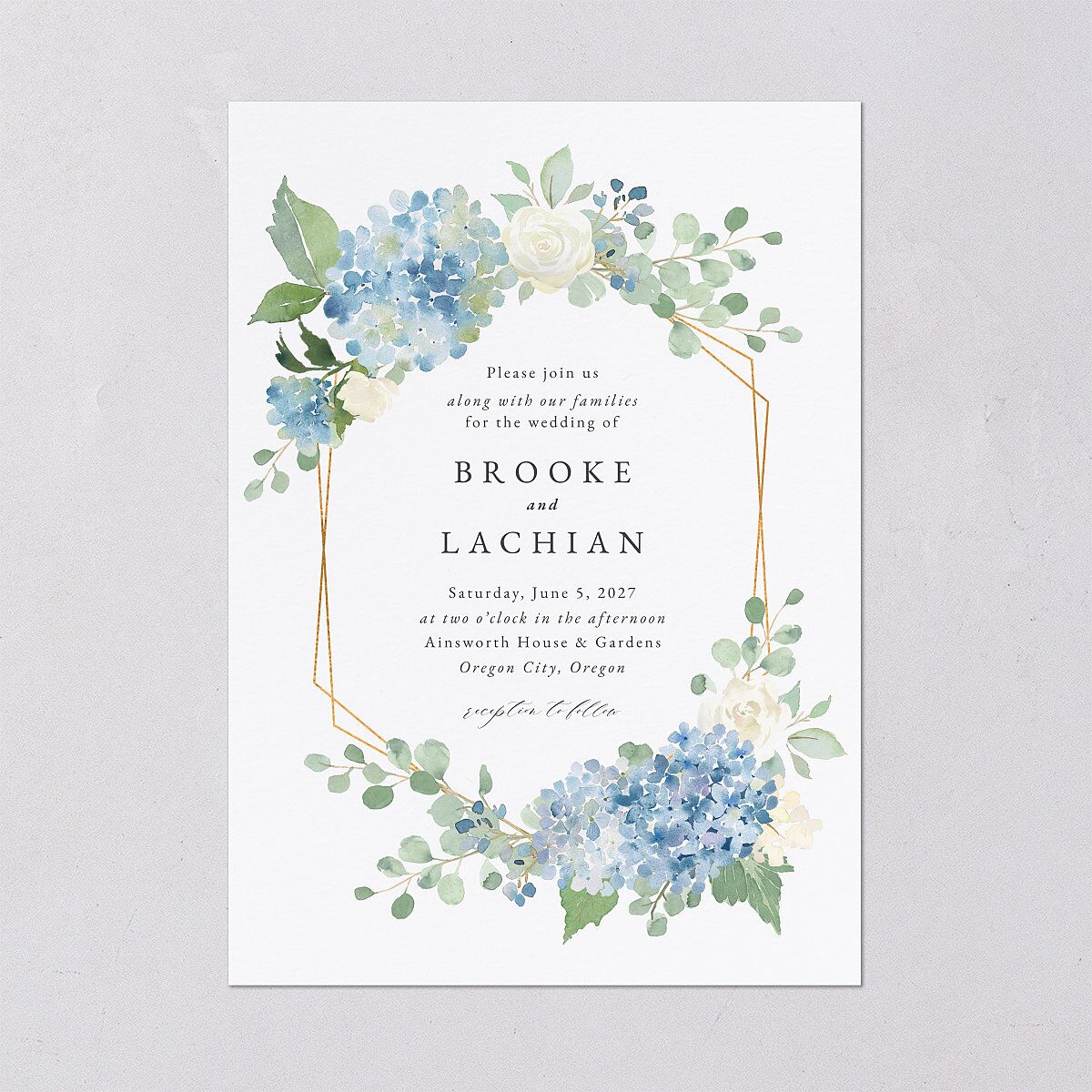 Elegant Hydrangea Wedding Invitations Dusty Blue Signature Blank No Standard