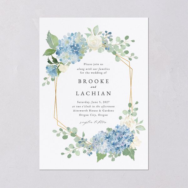 Elegant Hydrangea Wedding Invitations Dusty Blue Signature Blank No Standard