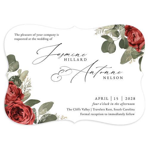 Romantic Roses Wedding Invitations Ruby Signature Blank No Bracket