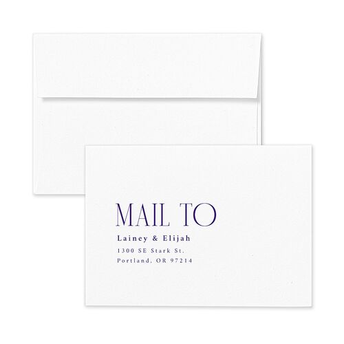 Editorial QR Response Card Envelopes Royal Blue White Return Address Signature Standard