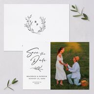 Rustic Setting Save The Date Cards Medieval Grey Signature smooth Blank No Standard