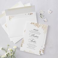 Foil Lace Wedding Invitations Gold Pure White Signature Blank No Standard