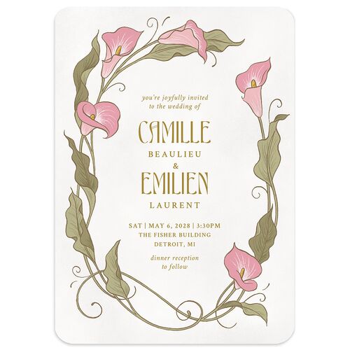 Calla Lily Nouveau Wedding Invitations Lily Signature Blank No Rounded