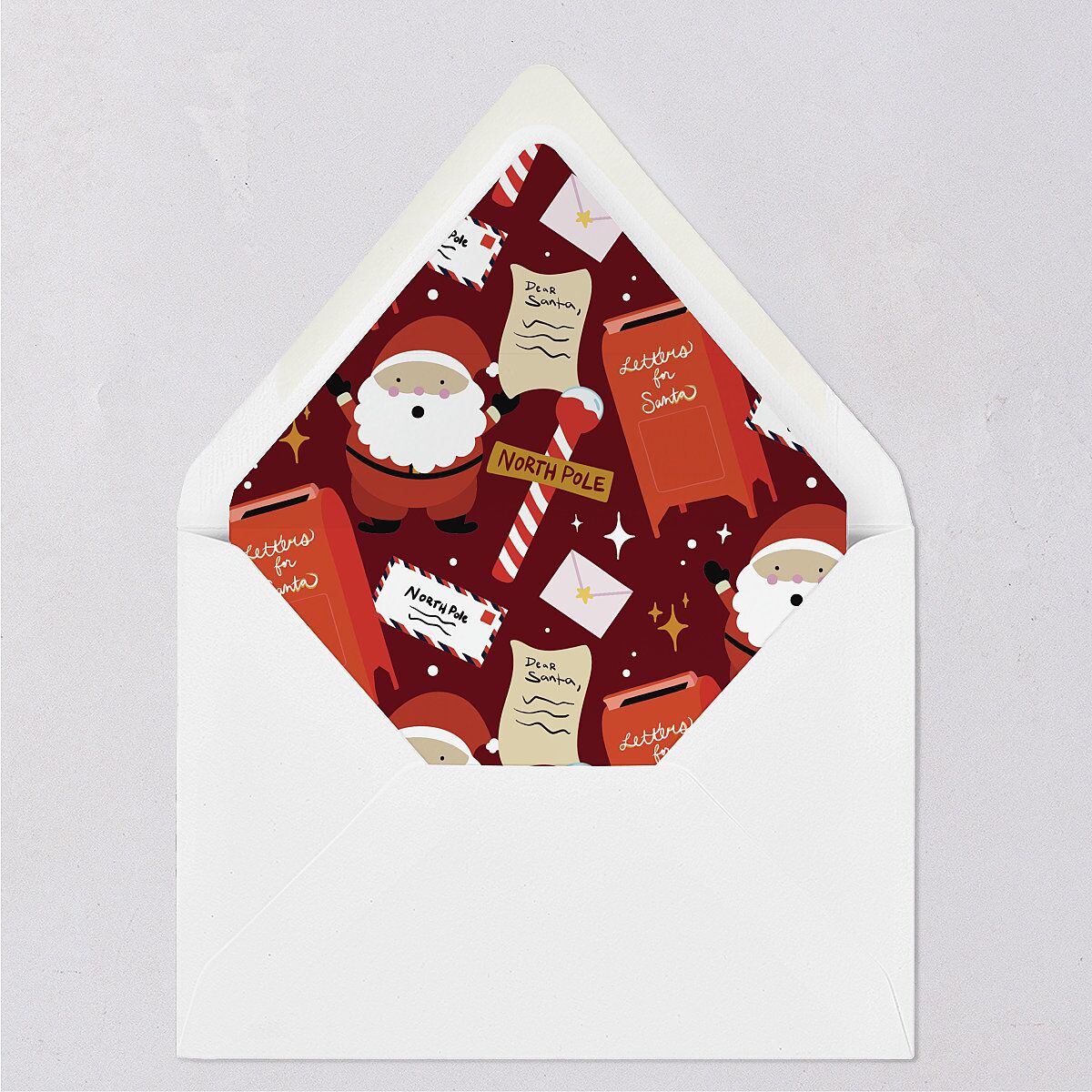 Letters to Santa Baby Announcement Euro Envelope Liners Cotton Luxe