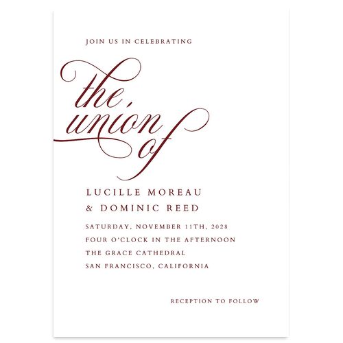The Union Of Wedding Invitations Maroon Signature Blank No Standard
