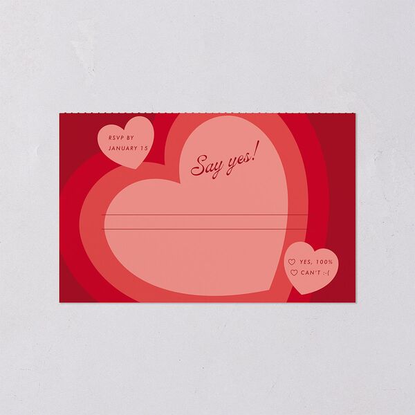 Modern Retro Hearts All-in-One Wedding Invitations Ruby Signature Light Both Recipient and Return Addresses No
