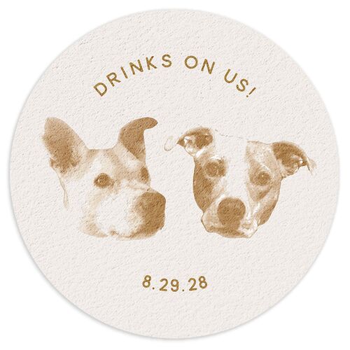 Custom Pet Portrait Coasters Driftwood Cardboard Circle