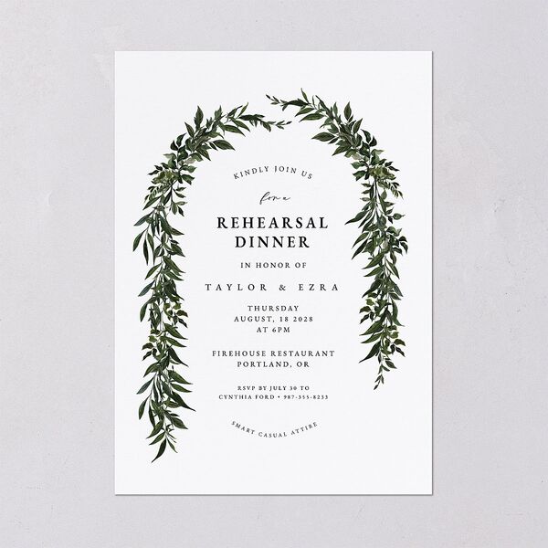 Rich Greenery Rehearsal Dinner Invitations Hunter Green Signature Blank