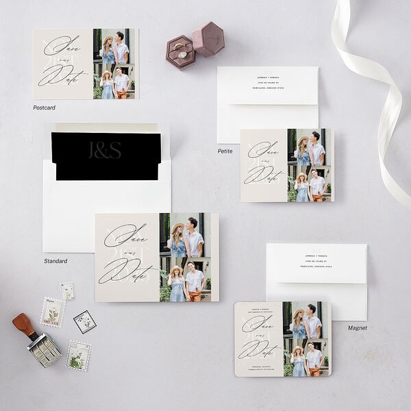 Overlay Save the Date Cards Champagne Signature smooth Blank No Standard