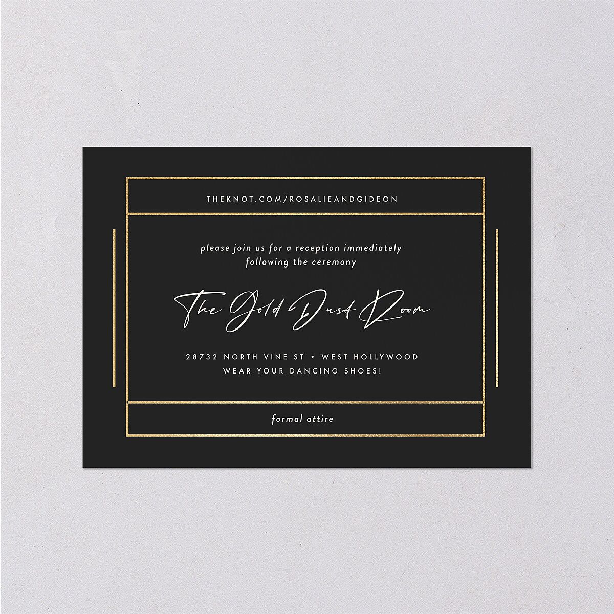 Refined Frame Wedding Enclosure Cards Gold Charcoal Signature Standard