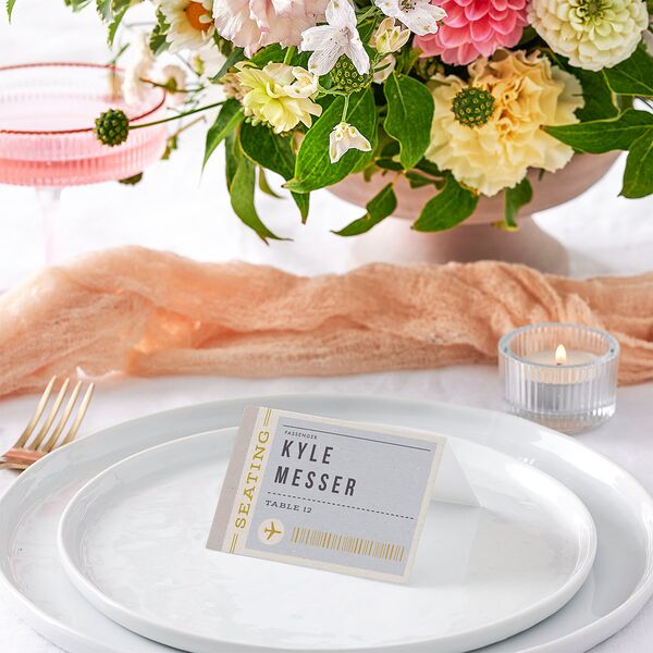 Retro Boarding Pass Travel Ticket Place Cards Slate Signature