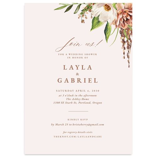 Floral Arch Bridal Shower Invitations Charcoal Signature Blank Standard