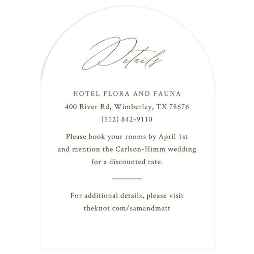 Rustic Branches Wedding Event Detail Cards Biscotti Signature smooth Arch