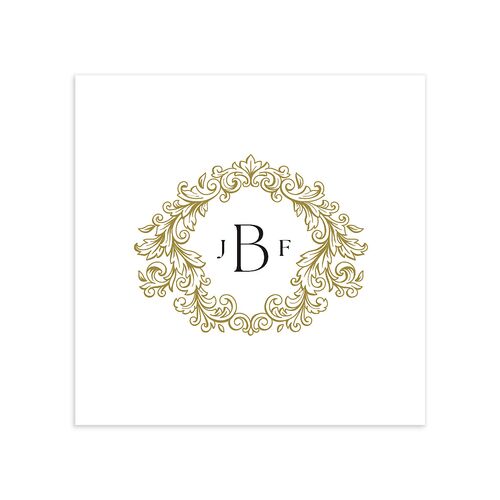 Black Tie Crest Engagement Party Cocktail Napkins Pure White Napkin Uncoined