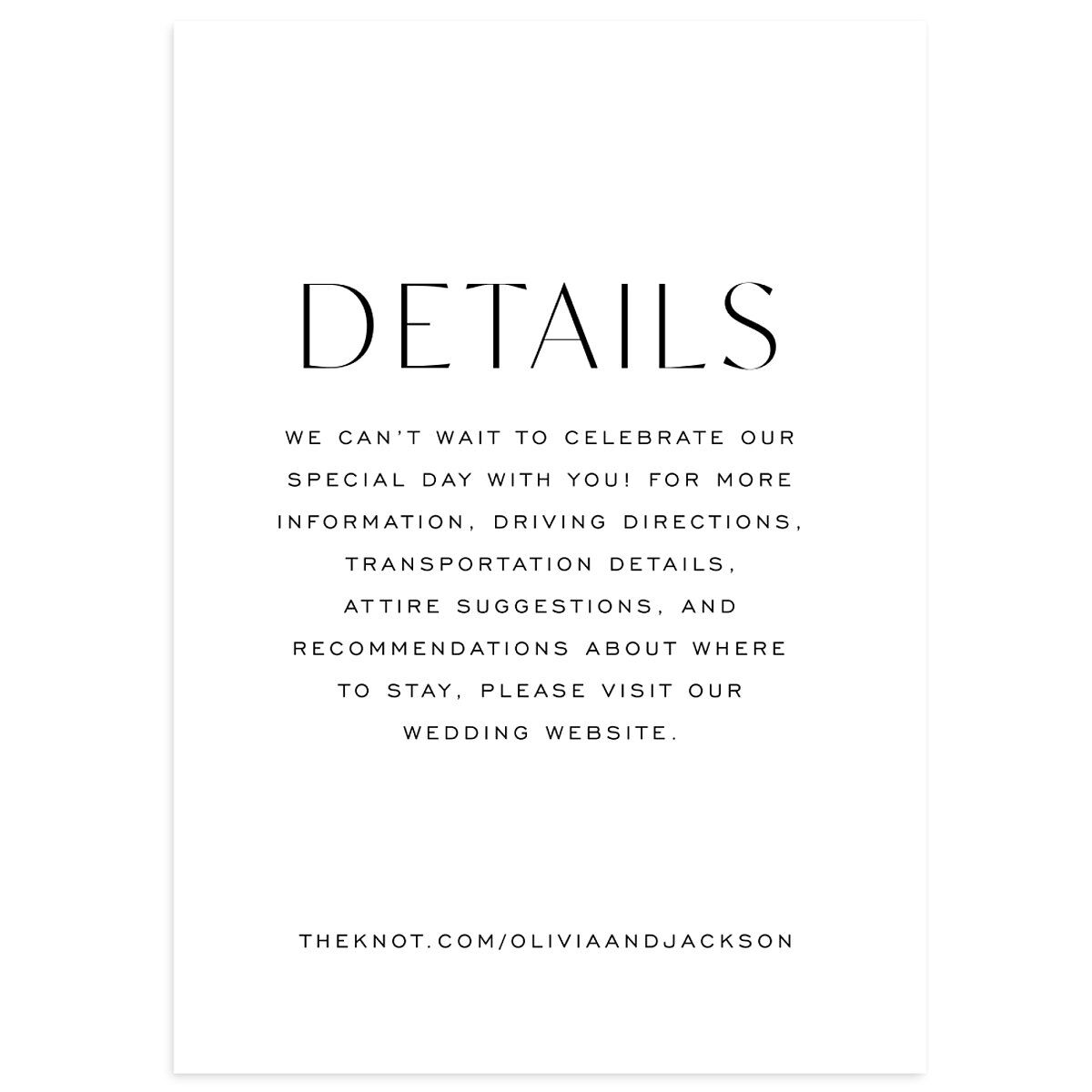 Just Us Wedding Enclosure Cards