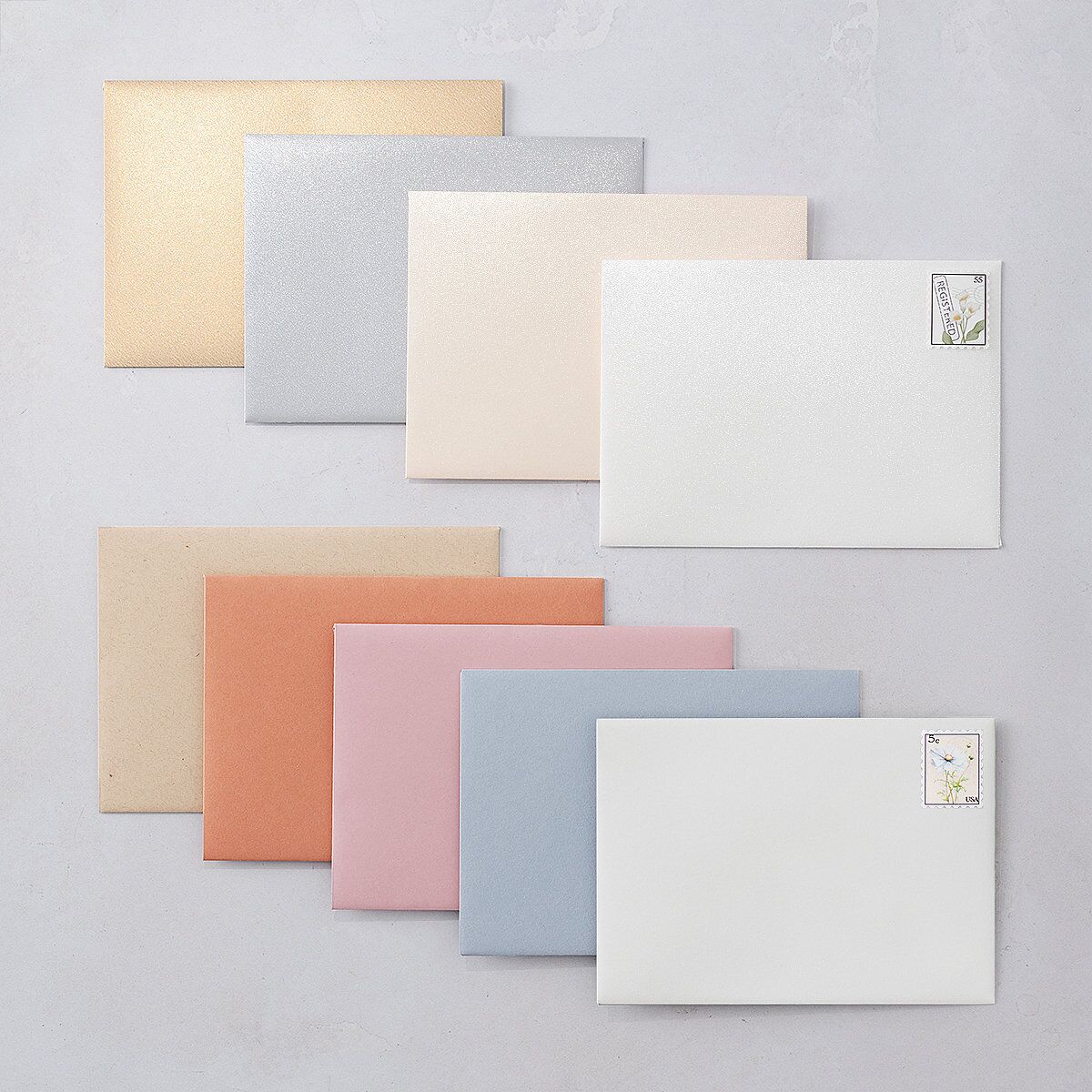 Calla Lily Nouveau Save the Date Magnet Envelopes Champagne Standard White Both Recipient and Return Addresses Signature