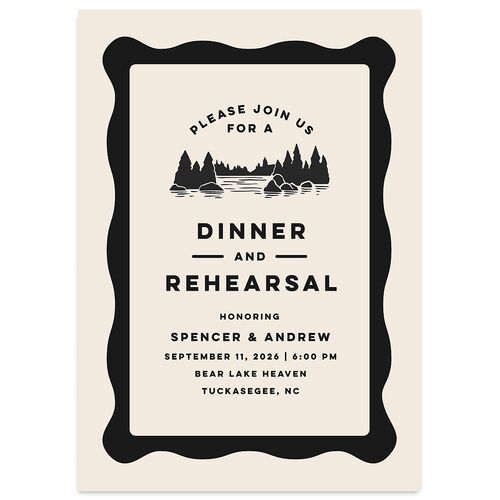 Adventure Icon Rehearsal Dinner Invitations Charcoal Signature Blank Standard