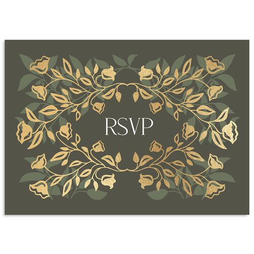 Rustic Nouveau Wedding Response Cards Gold Hunter Green Signature Standard