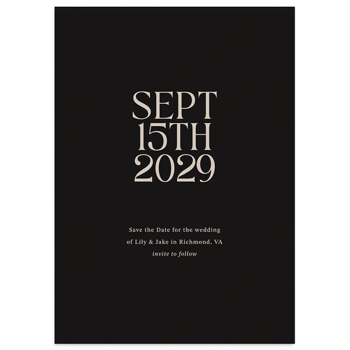 Elegant Minimalist Save the Date Cards Midnight Signature smooth Blank No Standard