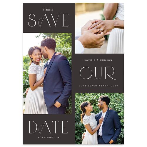 Beloved Union Save The Date Cards Charcoal Signature smooth Blank No Standard