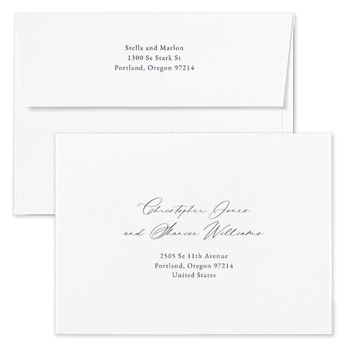 Timeless Floral Hoop Bridal Shower Invitation Envelopes White Moody Blue Both Recipient and Return Addresses Signature Standard