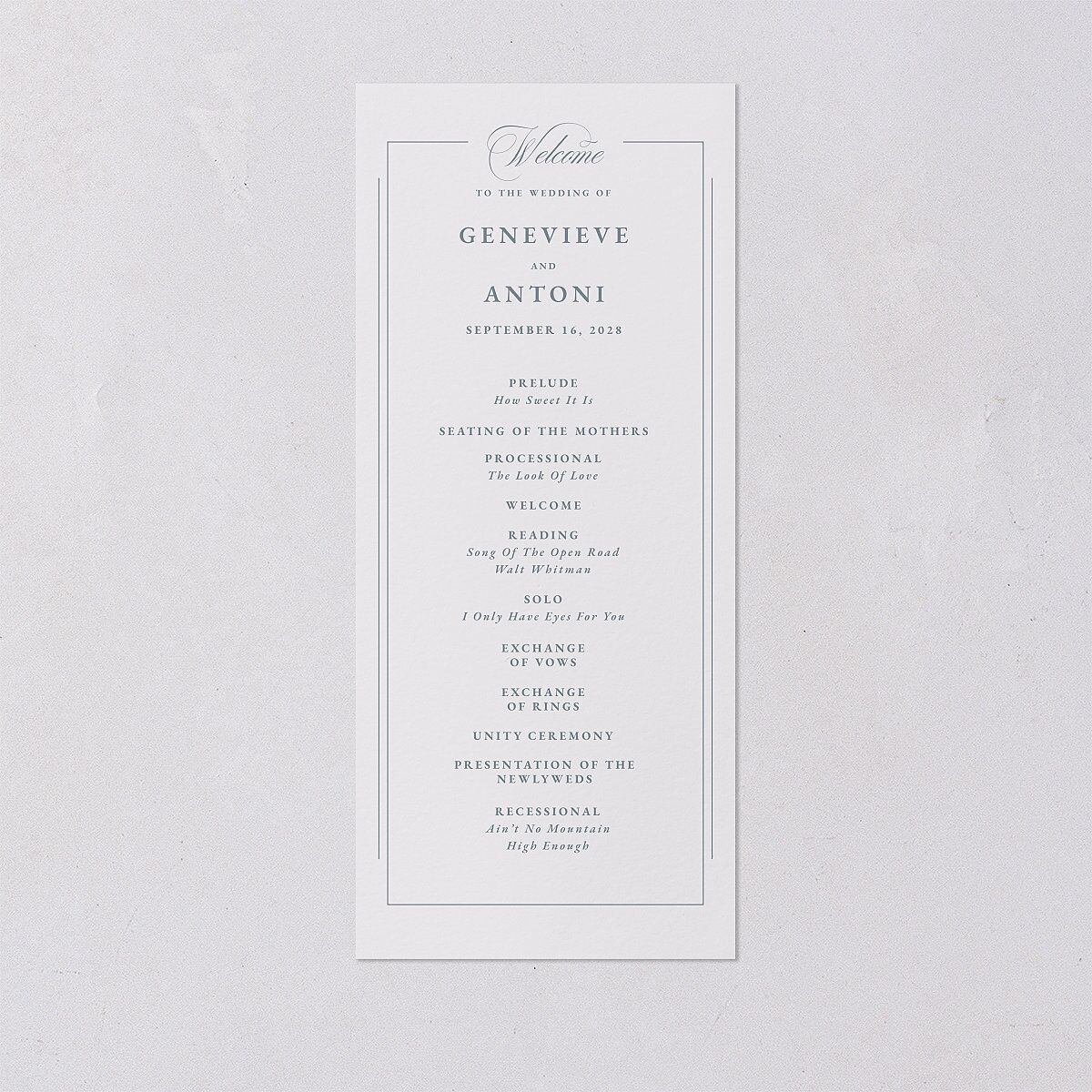 Elegant Photograph Wedding Programs Dusty Blue Signature