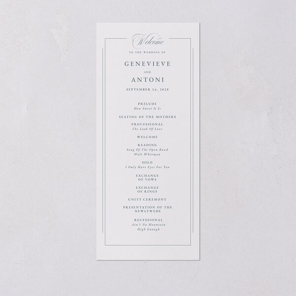Elegant Photograph Wedding Programs Dusty Blue Signature