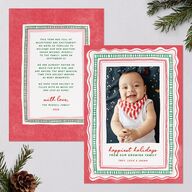 Happiest Hand Drawn Border Holiday Cards Scarlet Signature Blank Portrait  Standard