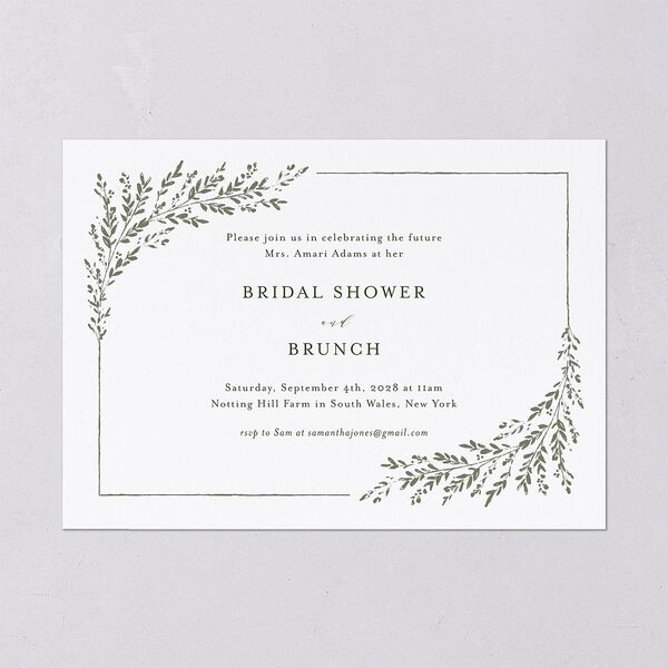 Rustic Branch Frame Bridal Shower Invitations Pure White Signature Blank
