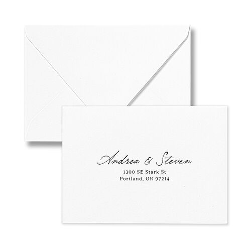 Elegant Mountain Monogram Response Card Euro Envelopes Pure White White Return Address Luxe