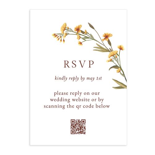 Wild Daisies QR Code RSVP Cards Chestnut Signature Standard