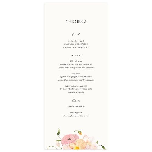 Pastel Garden Menus Pink Cotton Signature